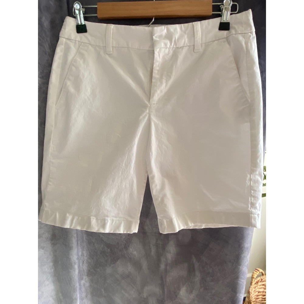 J. Crew Womens White Chino Shorts Size 4 Mid Rise Solid Cotton Blend Summer